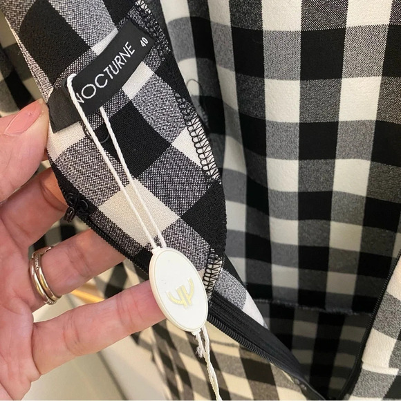 NWT Nocturne Plaid Gingham Black & White Buffalo Check Plaid Belted Bow … - Picture 6 of 9